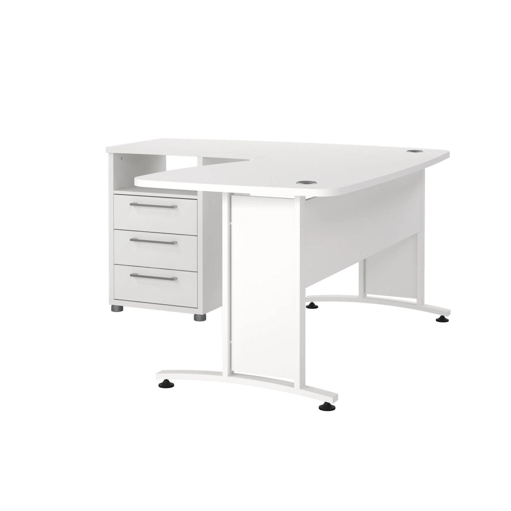Scrivania Estong, Scrittoio multiuso, Tavolo per ufficio porta PC, Piano di lavoro, 159x150 h75 cm, Bianco