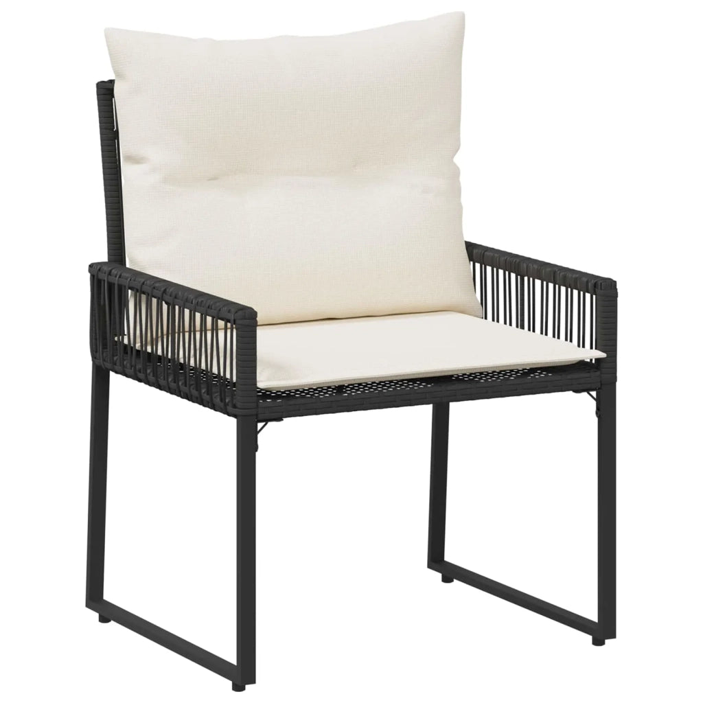 Set di Mobili da Esterno 7 pcs Nero e Bianco Crema polyrattan 42025156