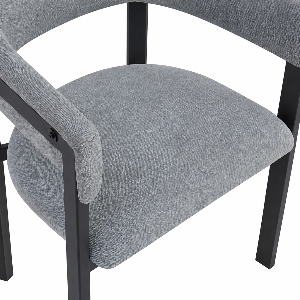 Set di 2 sedie da pranzo moderne in Chenille grigio, schienale curvo, struttura in metallo, portata 150 kg