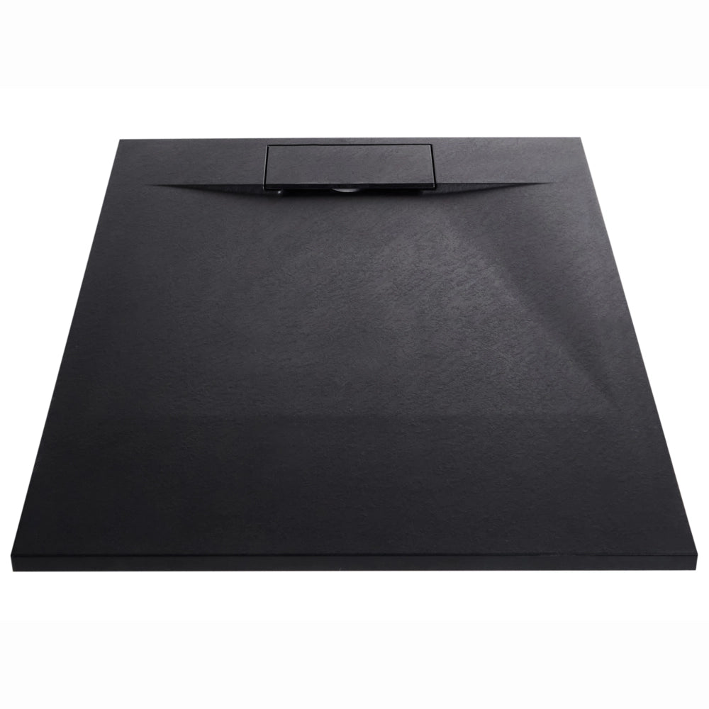 Piatto doccia con scarico nero SMC 80 x 100 x 3 cm effetto pietra naturale minimalista