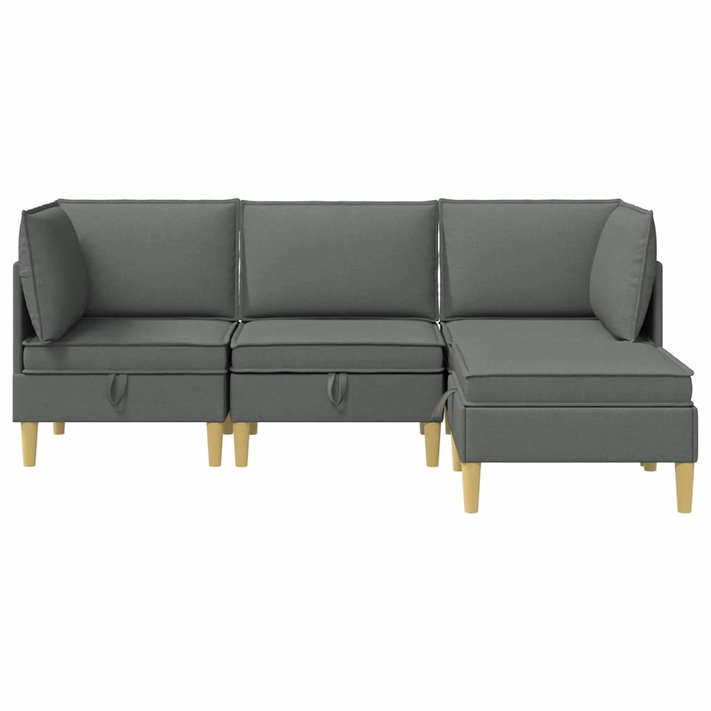 Set di mobili per il soggiorno 4 pcs Grigio Scuro Tessuto 3413680