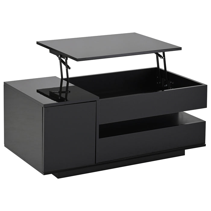 Tavolino regolabile - Xylo - 95x50cm LED con armadio nero