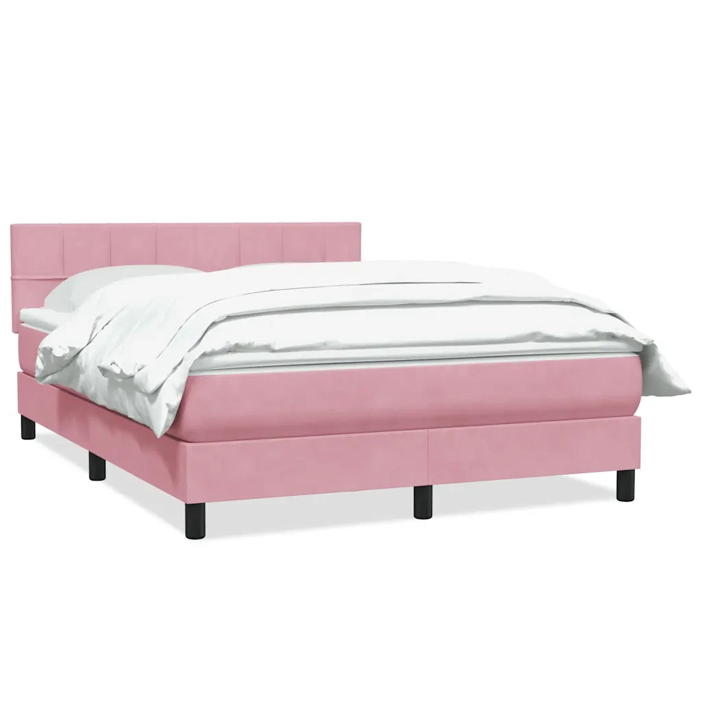 Giroletto a Molle con Materasso Rosa 160x210 cm in Velluto 3316220