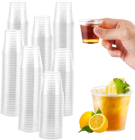 Set di bicchieri di plastica riciclabili 500 pezzi - 30 ml - Materiale stabile e duraturo - Accessori per feste - Bicchieri per shot in plastica di alta qualità