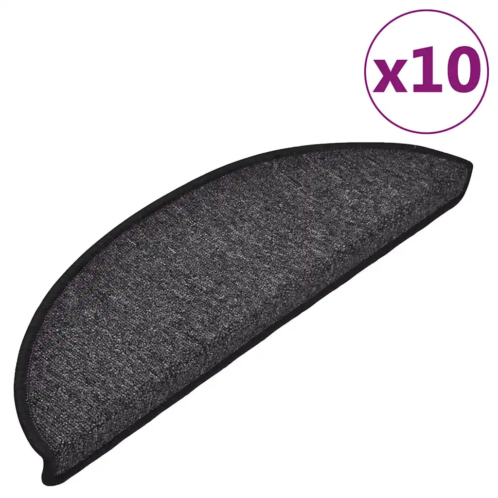 Tappetini per scale 10 pz 56x17x3 cm Antracite Semicircolari 149735