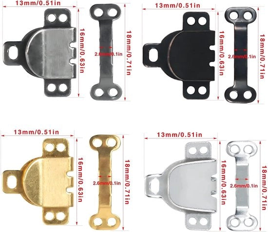 60 set di ago e chiusini per pantaloni, abiti, gonne, giacche, fermagli per reggiseni, progetti di cucito, 4 colori (16 mm)