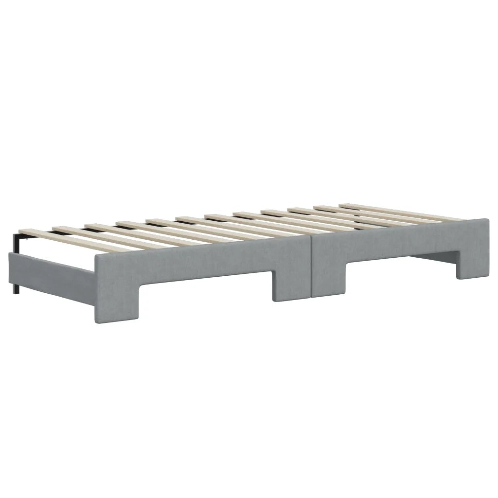 Divano Letto Estraibile Cassetti Grigio Chiaro 90x200cm Tessuto