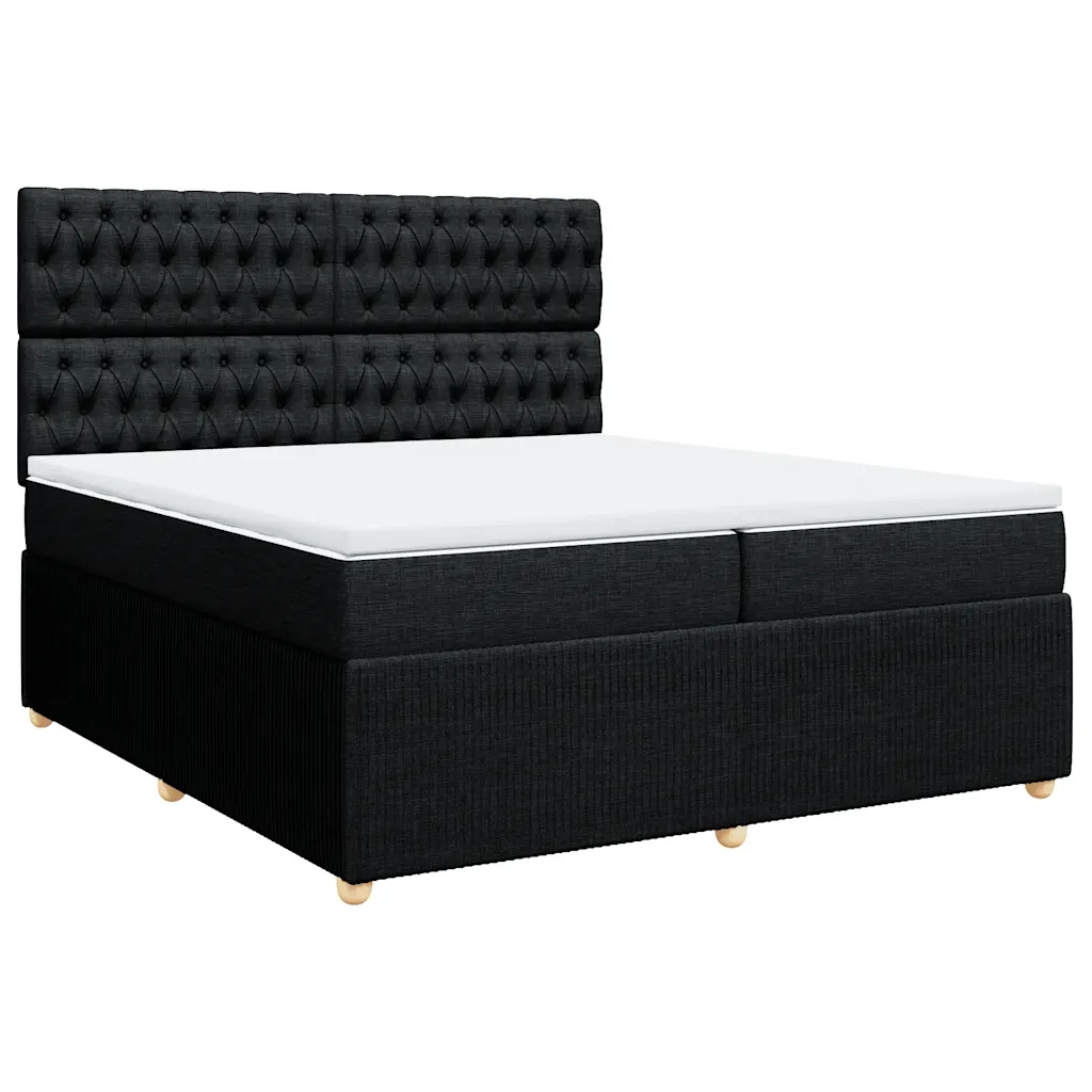 Giroletto a Molle con Materasso Nero 200x200 cm in Tessuto