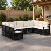 Set Divano da Giardino 9 pz Nero polyrattan 3435814