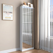 Scarpiera ultrassottile con specchio a figura intera 185 cm in MDF; bianca