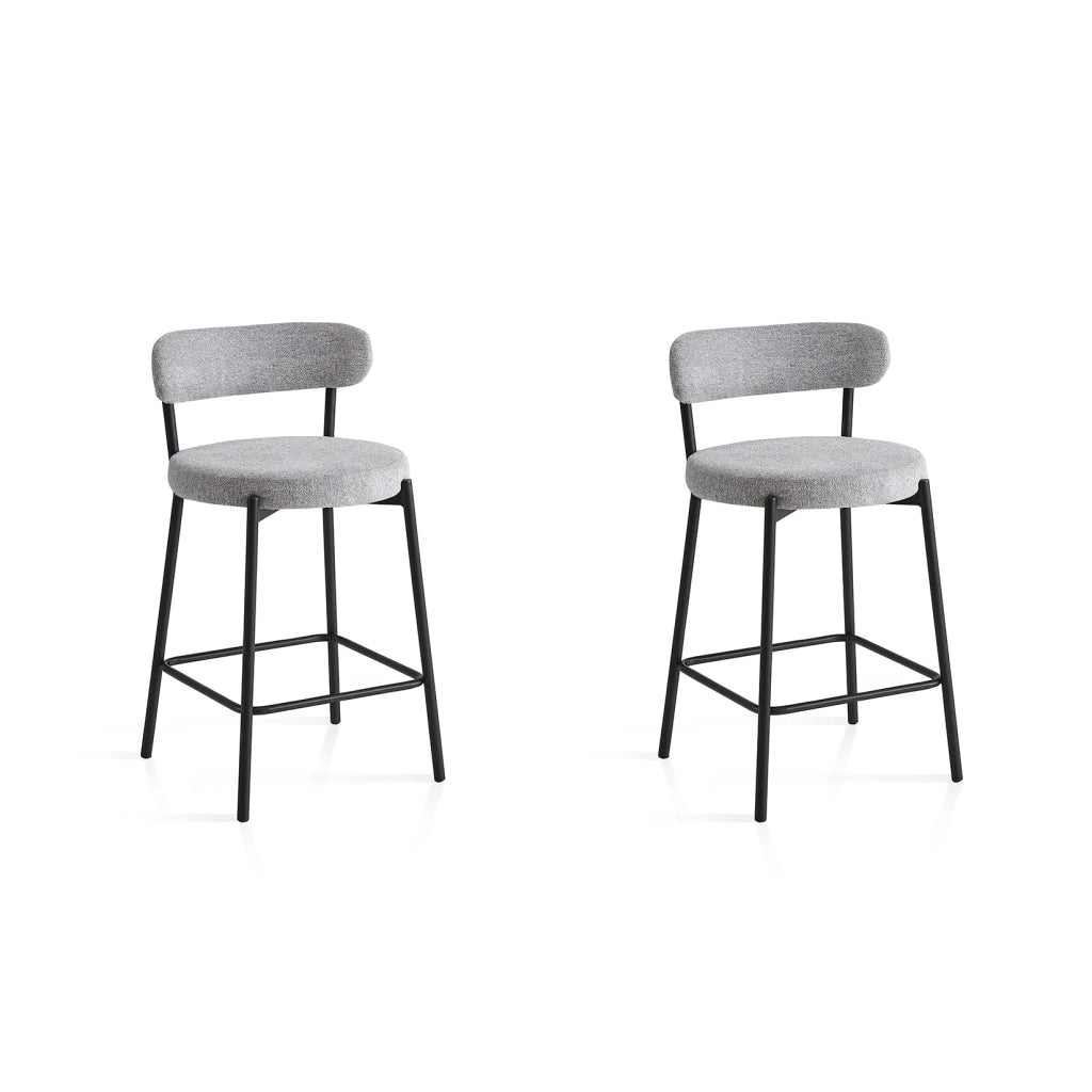 Set 2 sgabelli Hispanohogar ferro e tessuto grigio 87×48×47 cm