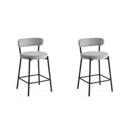 Set 2 sgabelli Hispanohogar ferro e tessuto grigio 87×48×47 cm
