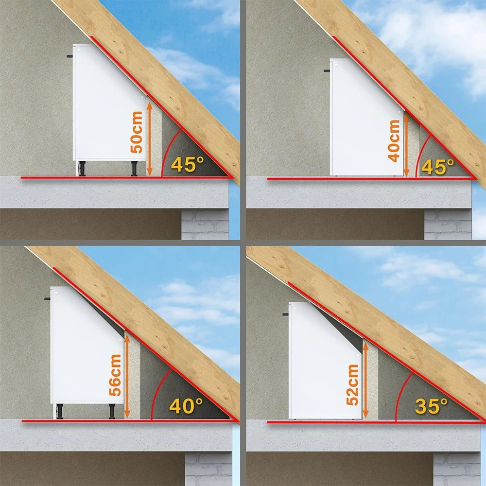 Set di mobili sottotetto Rion, Bianco lucido, 140 cm Set di 2 carcasse armadio profondità 60 cm, adatto per il salvaspazio sotto tetti spioventi