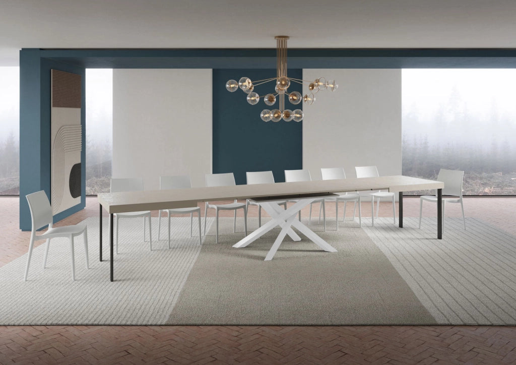 Tavolo Allungabile 180-440x90x77 cm Volantis Cashmere Telaio Bianco