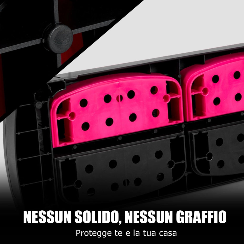 Step 78 cm con alzate e superficie antiscivolo, Piattaforma step per aerobica e allenamento, Nero e rosa