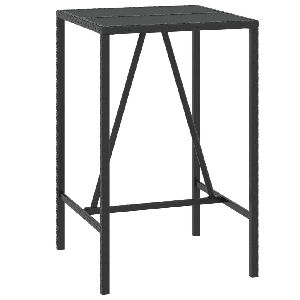 Set Bar Giardino 5 pz Nero Polyrattan e Legno Massello Acacia 3187675