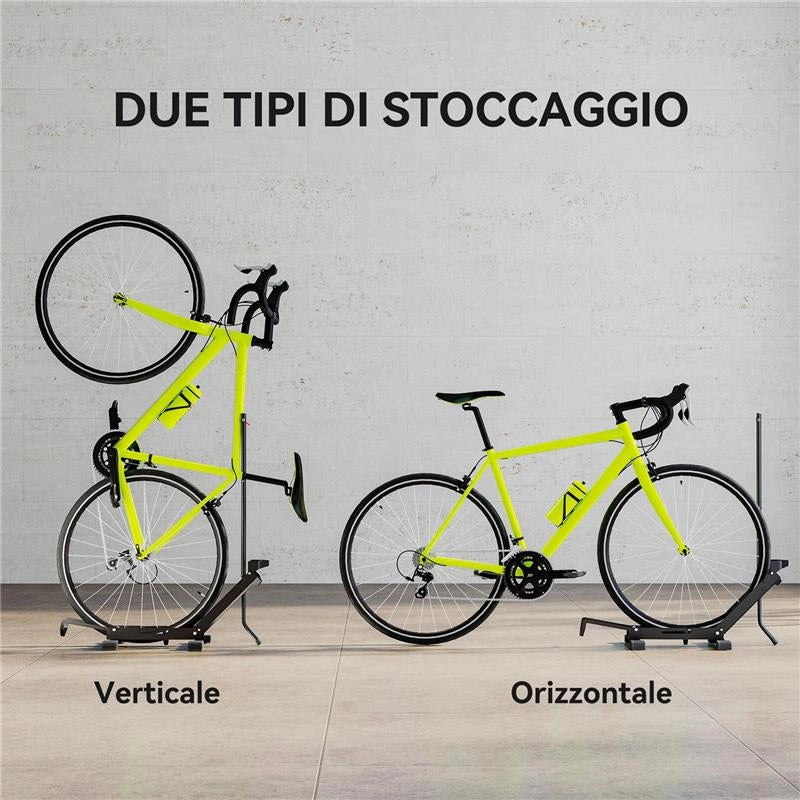 RASTRELLIERA PER BICI REGOLABILE CON TUBO DI SUPPORTO, IN ACCIAIO E PLASTICA, 75X41X71-81 CM, NERO