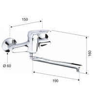 Rubinetto lavello a muro con bocca girevole - serie remix