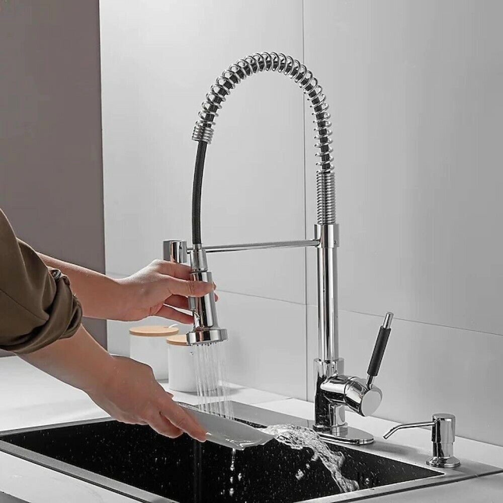 Trade Shop - Miscelatore Rubinetto Lavello Cucina Getto Lavabo Design Doccetta A Molla 59591 -