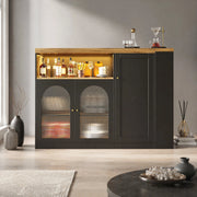 BARTISCH Girevole 360° 108x39,6x97 cm MDF Nero Effetto Legno con LED