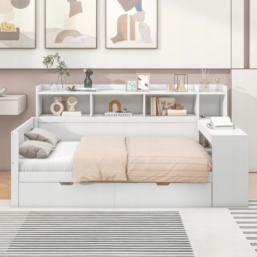 Sofa letto con scrivania e USB - Xylo - 90x200 - Bianco