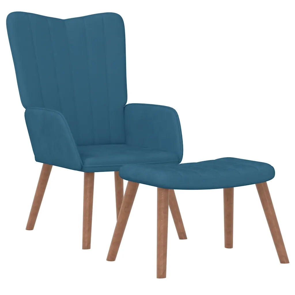 Poltrona Relax | Sedia Relax con Poggiapiedi Blu in Velluto
