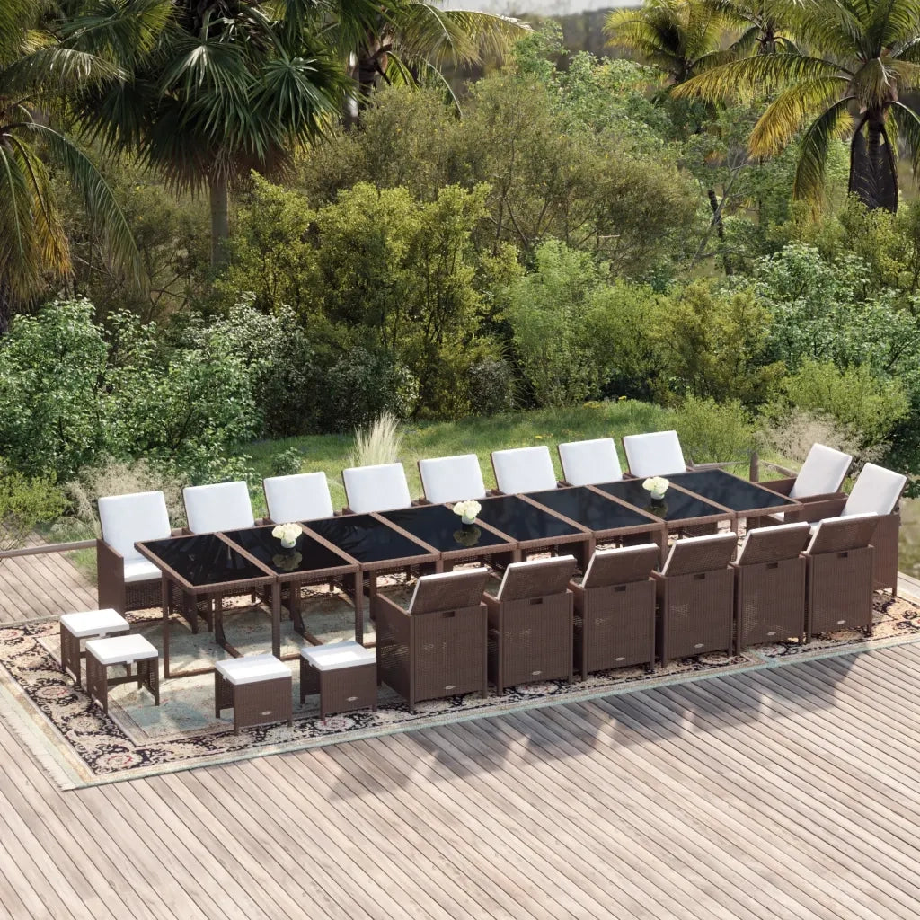 Set da Pranzo per Giardino 21pz con Cuscini in Polyrattan Beige cod mxl 38859