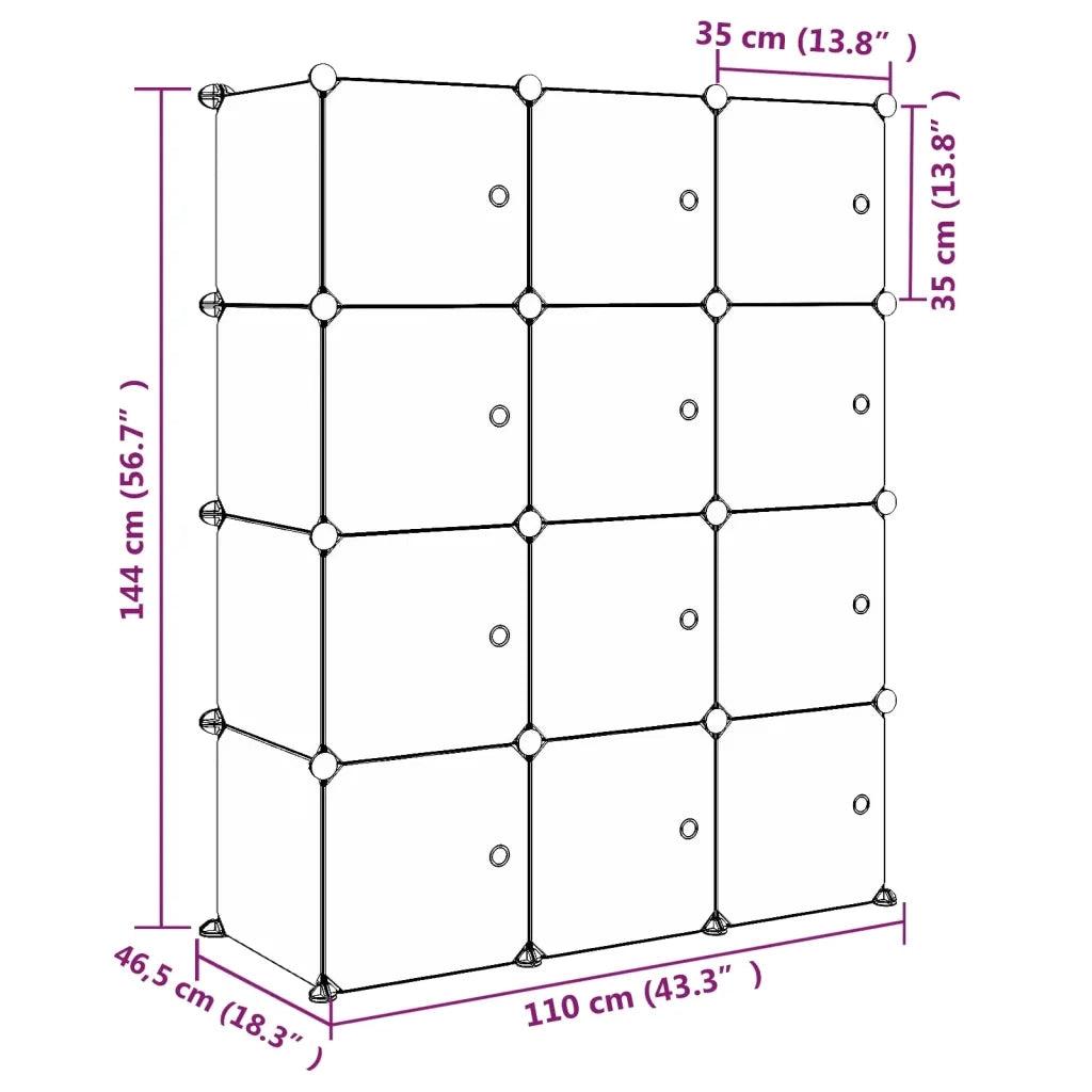Scaffale Portaoggetti per Bambini con 12 Cubi Rosa in PP CFW3312025