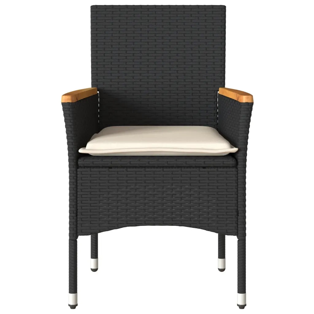 Sedie da Giardino con Cuscini 2 pz | Sedie da Esterno Nere in Polyrattan
