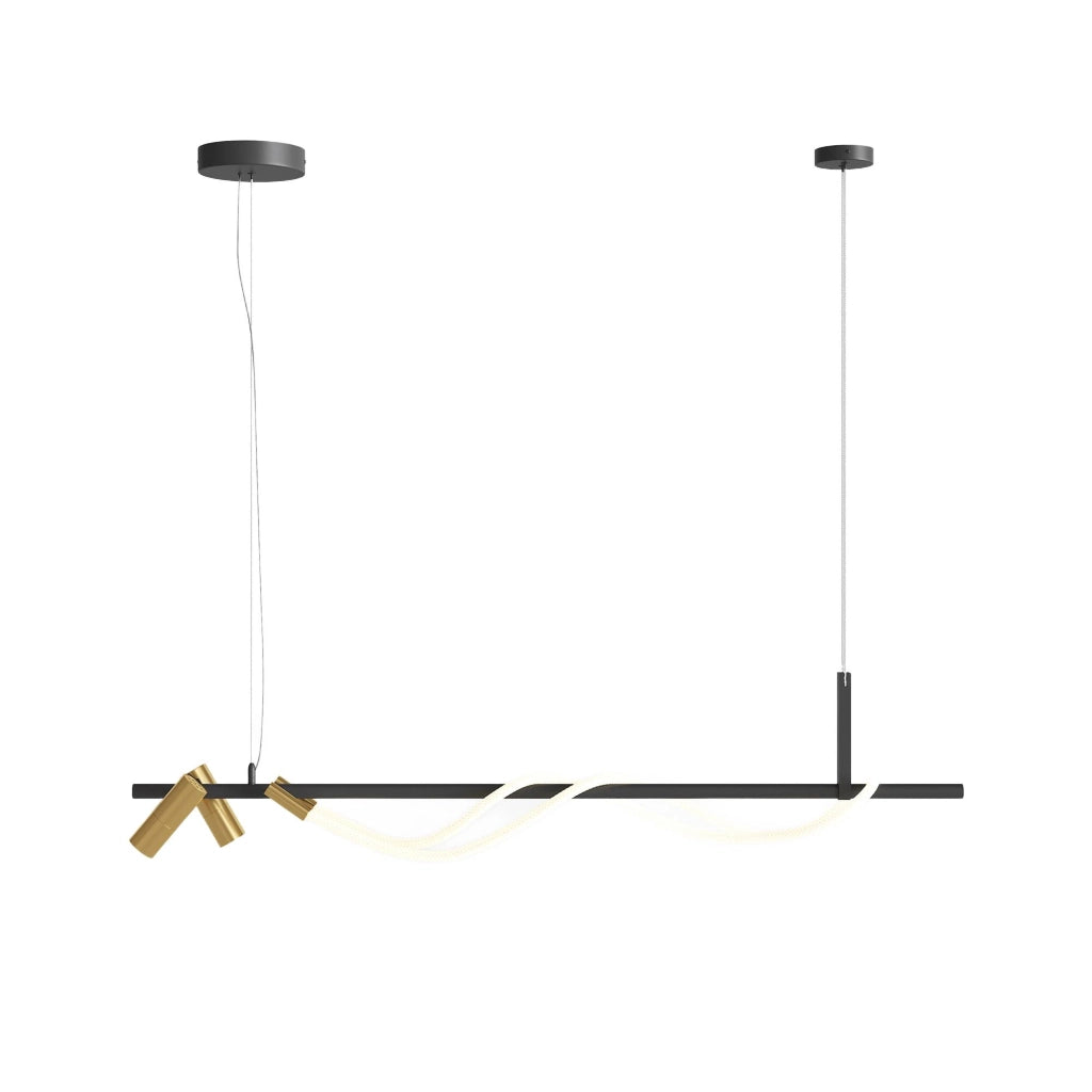 Sospensione Maytoni Tau nera LED 42W 3000K 150cm alluminio