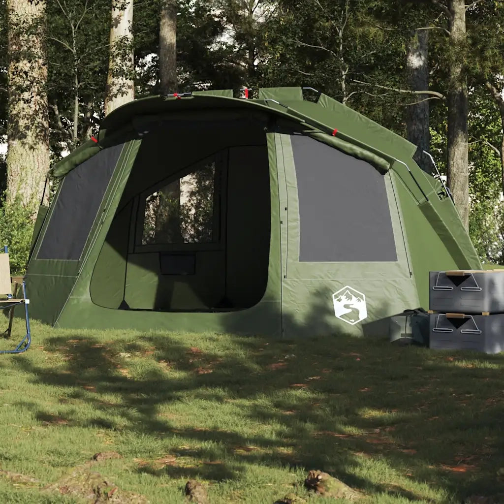 Tenda da Pesca per 5 Persone-Tenda da campeggio Verde Oliva Impermeabile 100679
