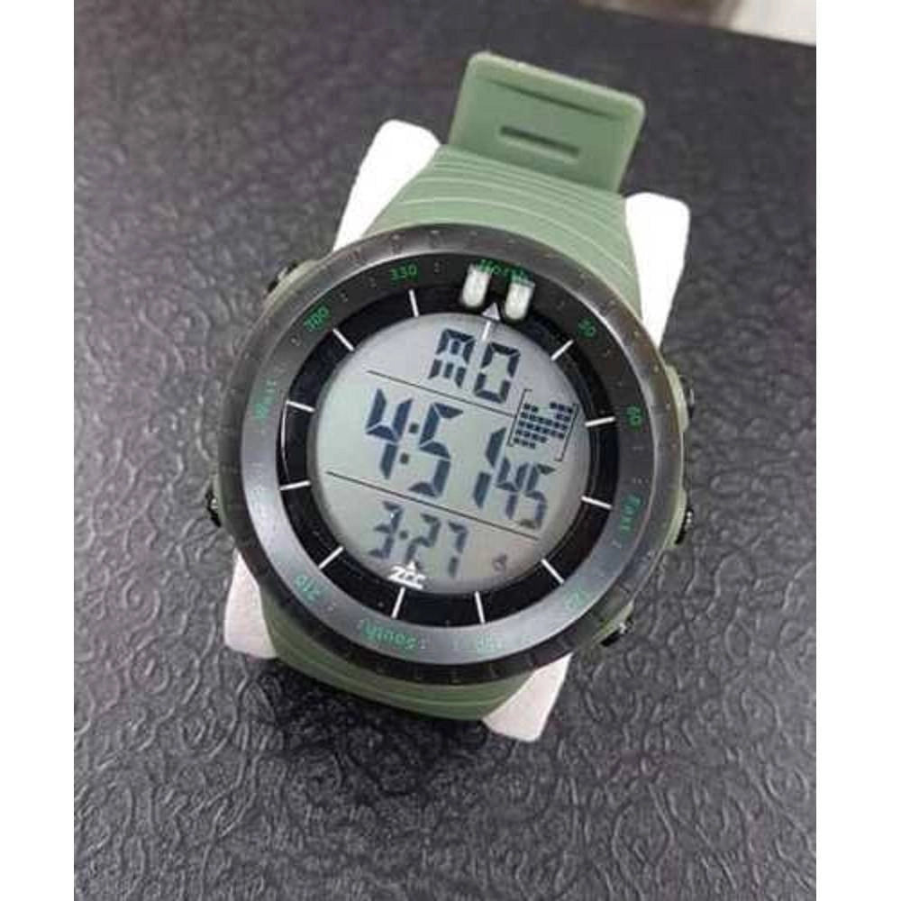 Trade Shop - Orologio Da Polso Zcc Compass Digitale Sveglia Data Cronometro Sportivo Verde -