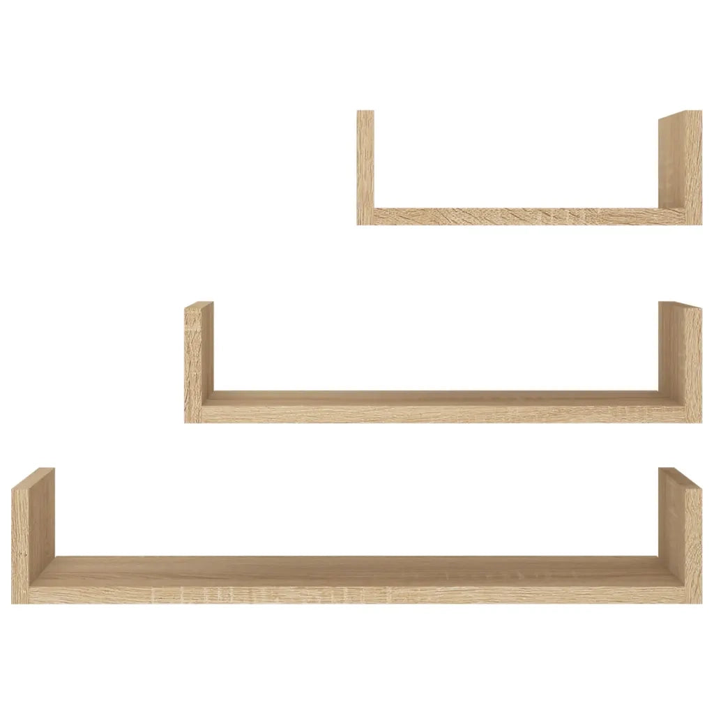 Mensole a Muro 3 pz Rovere Sonoma in Legno Multistrato 800201