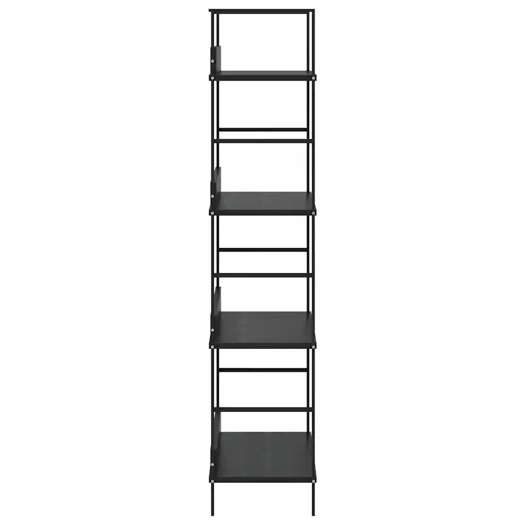 Scaffale Libri 4 Ripiani Nero 60x27,6x124,5cm Legno Multistrato 288222