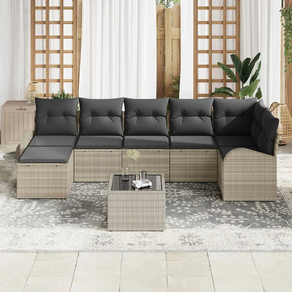 Set di divani con cuscino 8 pcs Grigio chiaro polyrattan 3354811
