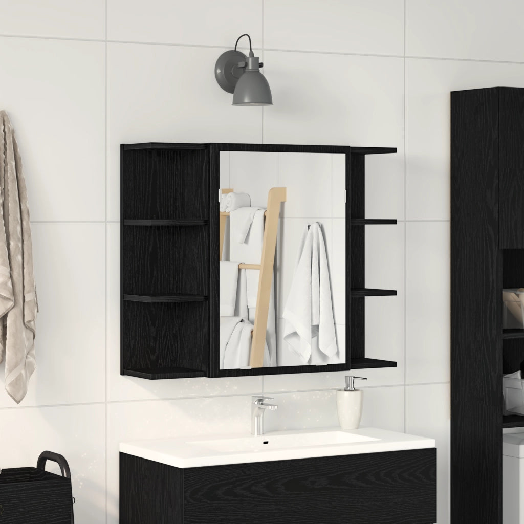 Mobile Specchiera Rovere Nero Legno massello di rovere Compatto
