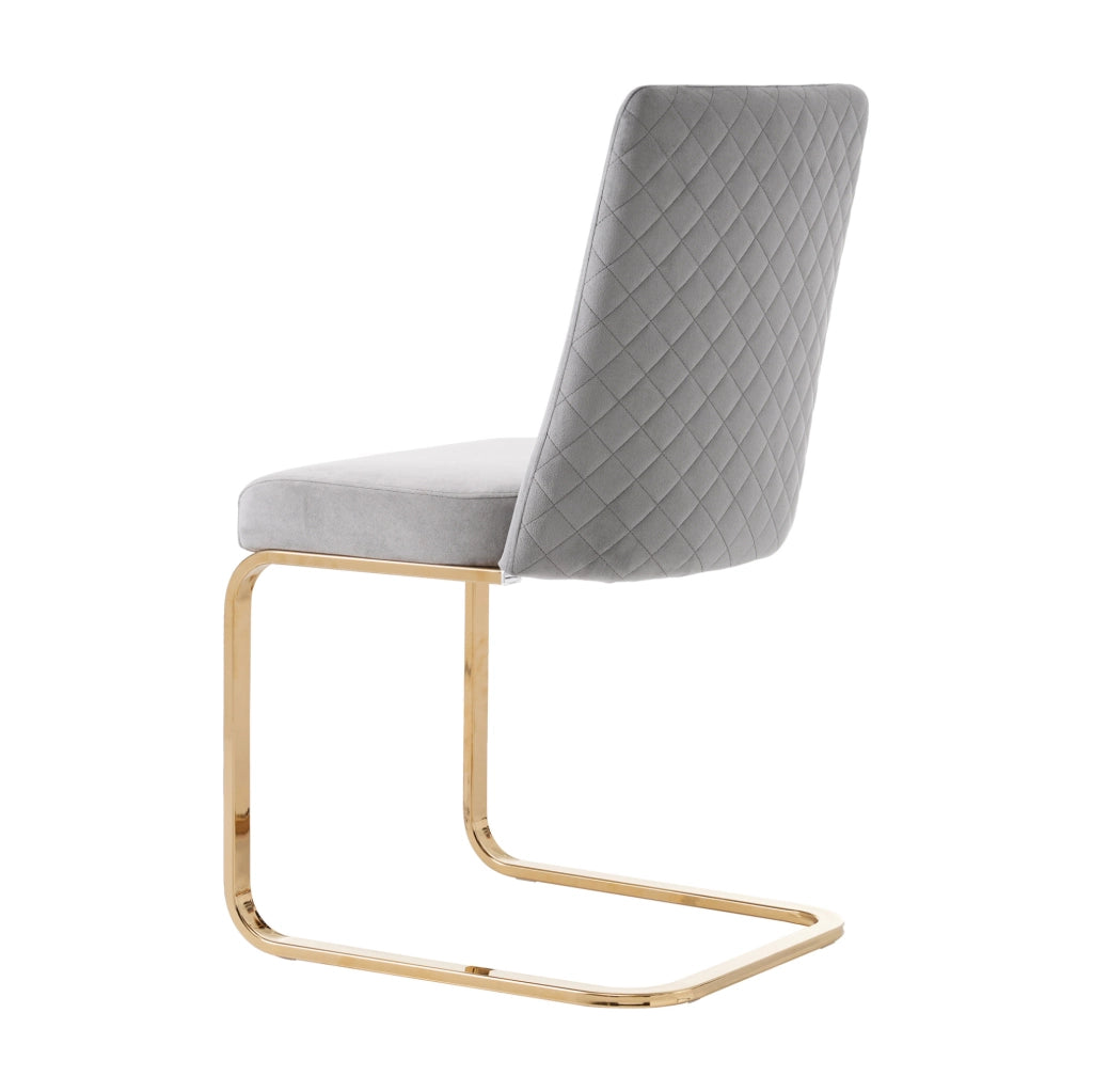 Set di 6 sedie da pranzo in velluto grigio con gambe in metallo