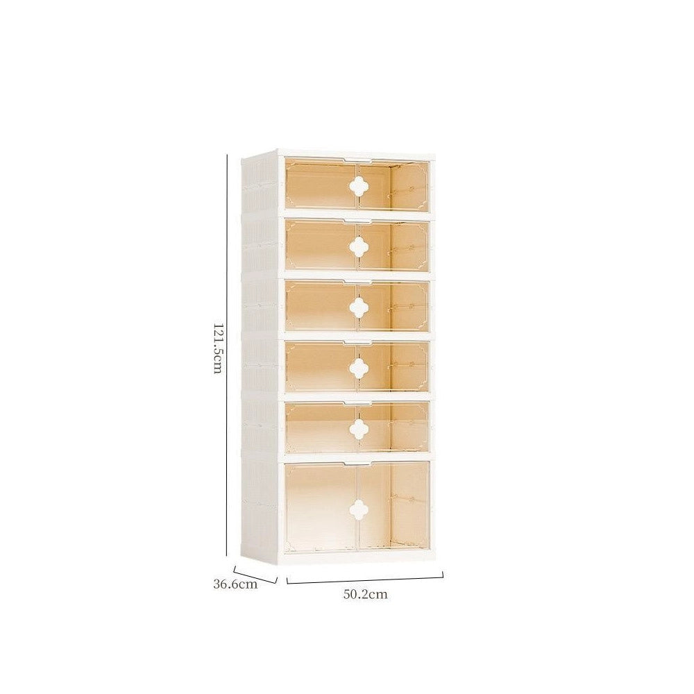 Trade Shop - Scarpiera Pieghevole Impilabile A 6 Ripiani Antipolvere Traspirante 120x37x51cm -