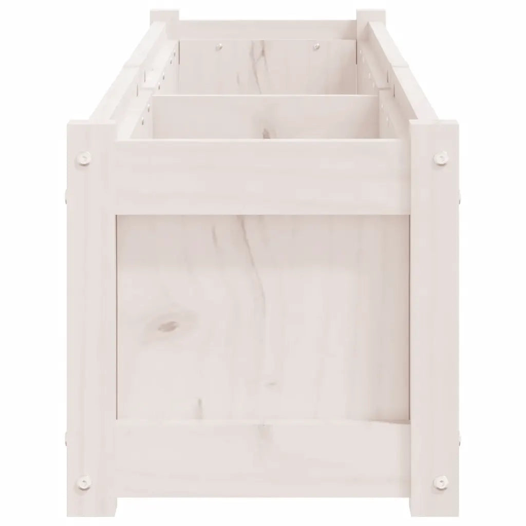 Fioriera da Giardino-Vaso da Esterno Bianca 150x31x31 cm Legno Massello di Pino