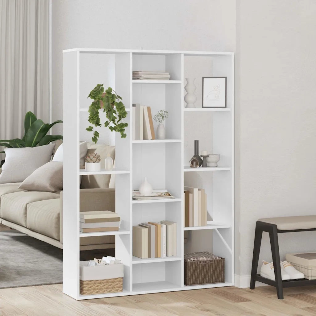 Libreria/Divisorio Ambienti | Divider per stanze | Paravento Bianco 100x24x140 cm in Legno Multistrato