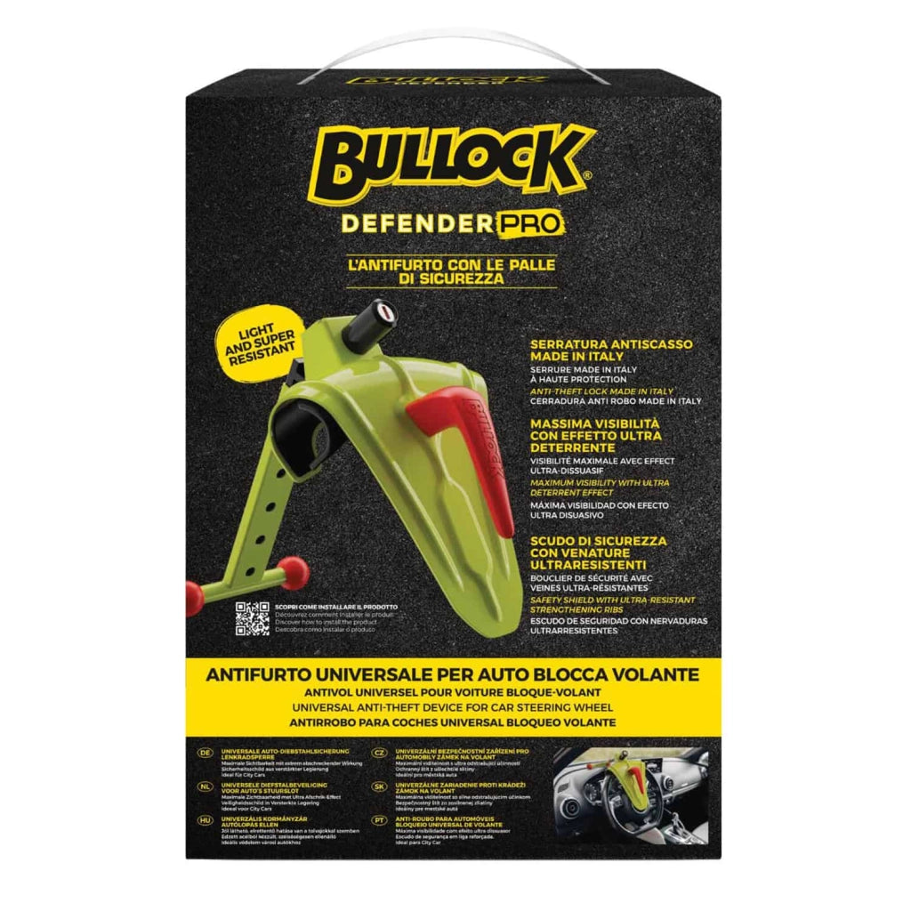Bullock Defender Pro, Blocca Volante Antifurto Universale, Scudo di Sicurezza in Lega Rinforzata, Ideale per City Car, Giallo