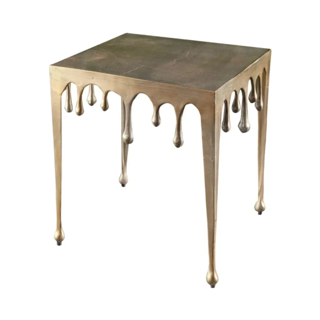 Tavolino basso LAGUNA 46 cm in alluminio dorato effetto gocce design contemporaneo