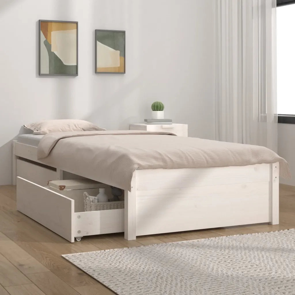 Giroletto-Struttura Letto Bianco con Cassetti 75x190 cm Small Single 182155