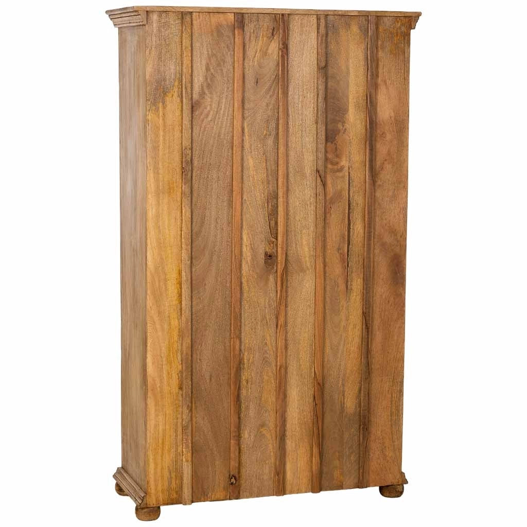 Scaffale artigianale in legno marrone con 4 ripiani, 106x43x180h cm