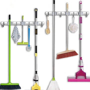 Set di 2 pezzi, acciaio inox, con 4 ganci e 3 viti rapide - Adatto per spazzola, scopa e attrezzi da giardino