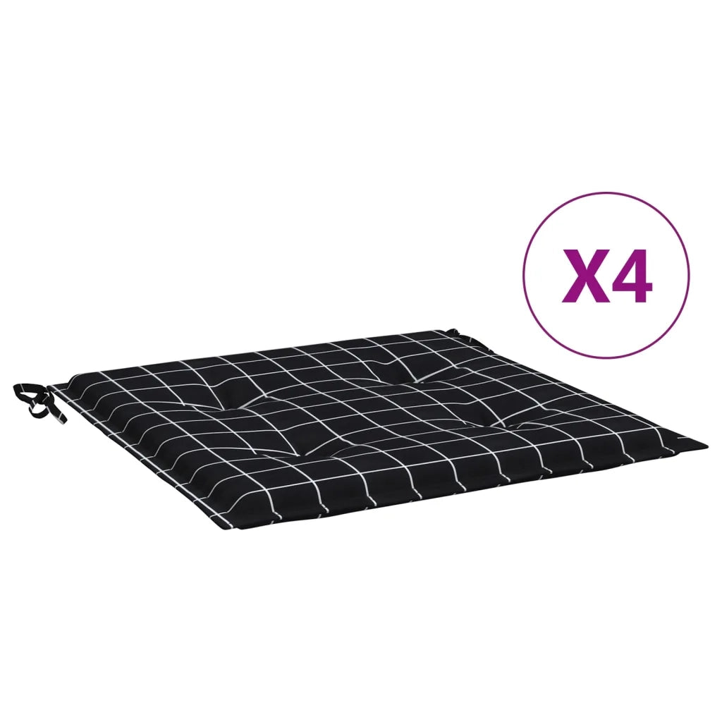 Cuscini per Sedia 4 pz Motivo a Quadri Nero 50x50x3cm Tessuto 361081