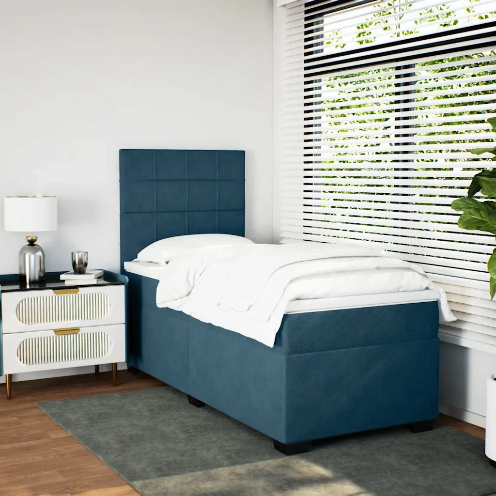 vidaXL Giroletto a Molle con Materasso Blu 100x200 cm in Velluto