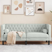 Divano Chesterfield con Rinforzi 2 Posti Grigio Chiaro Velluto 372683