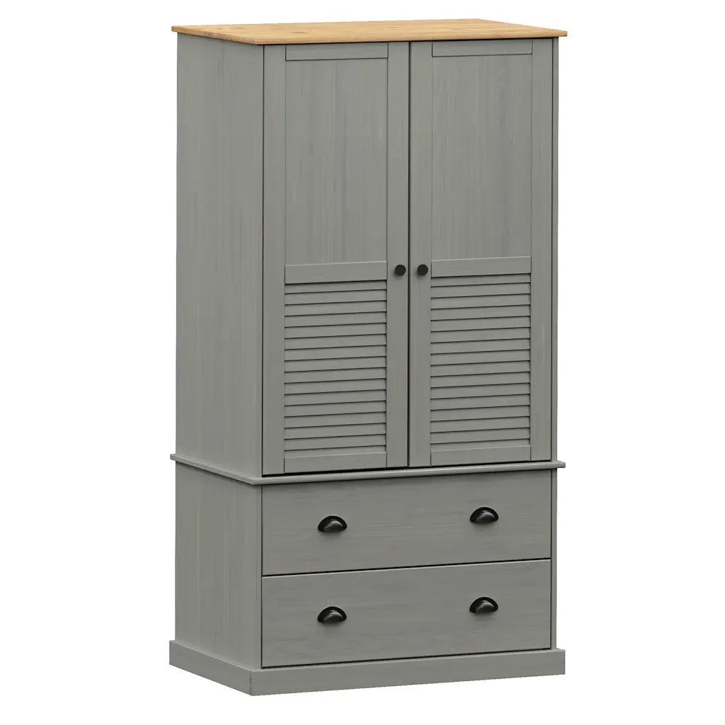 Armadio VIGO 90x55x170 cm in Legno Massello di Pino Grigio 353165