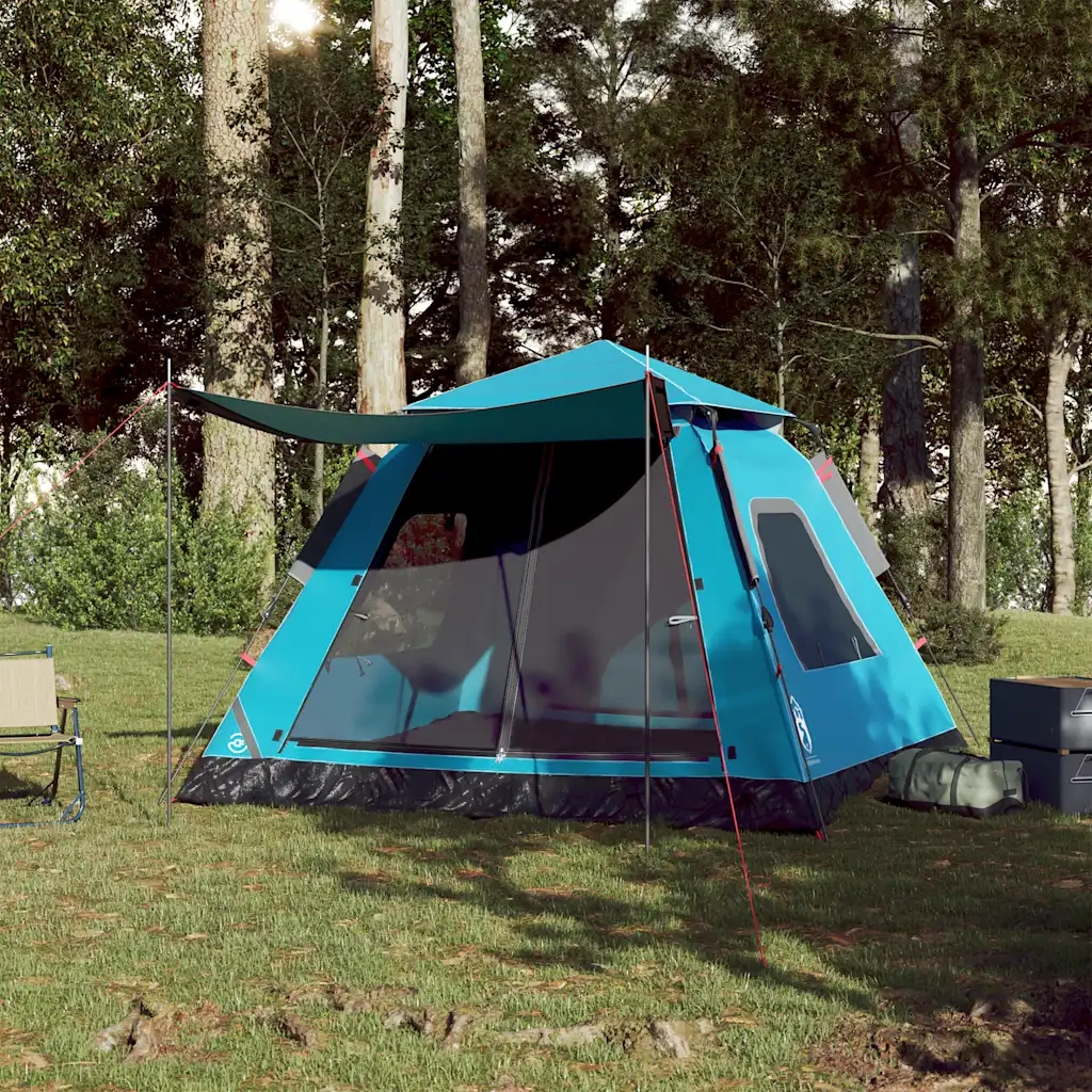 Tenda a Cupola da Campeggio 5 Persone-Tenda per Escursionismo Blu a Rilascio Rapido 991777